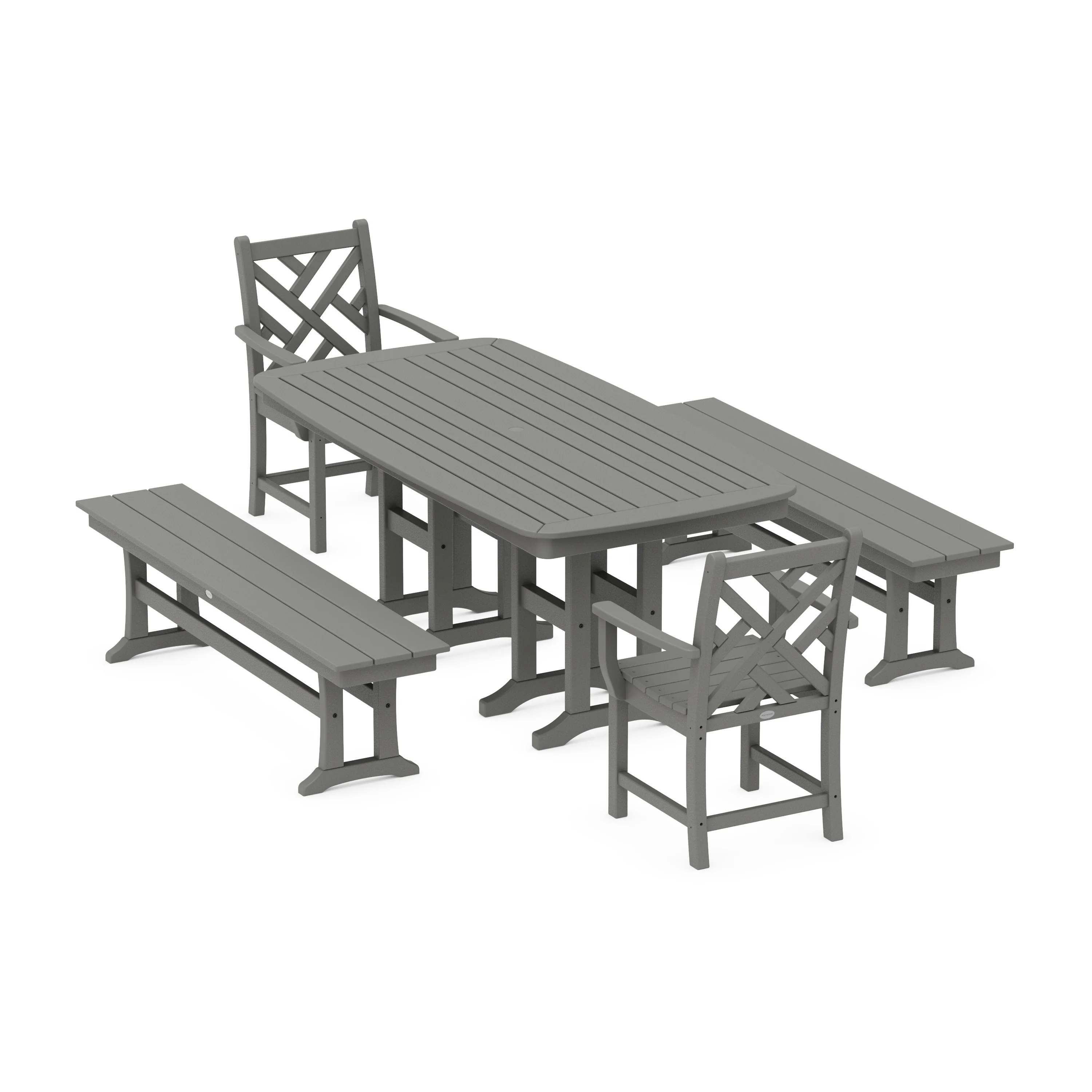 Chippendale 5-Piece Dining Set with Benches